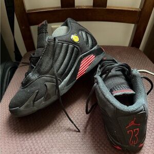 Jordan 14 Retro “ Last Shot “ Kids Sneakers Black and Red